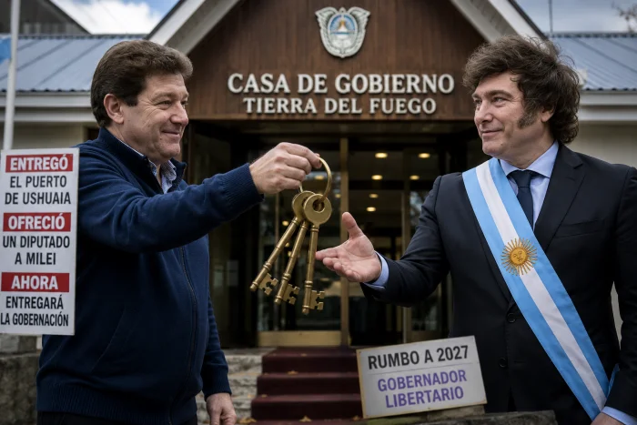 GUSTAVO MELELLA JAVIER MILEI CASA DE GOBIERNO GOBERNACION 2027 JEFE DE CAMPAÑA LIBERTARIO TIERRA DEL FUEGO