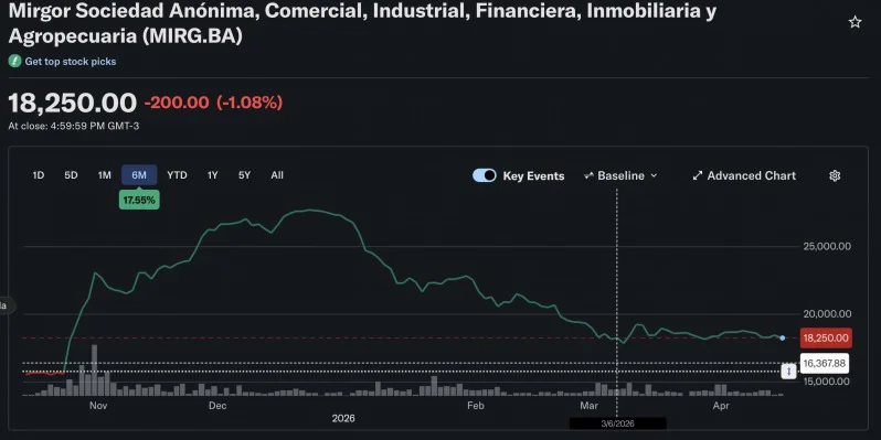 caen las acciones de mirgor