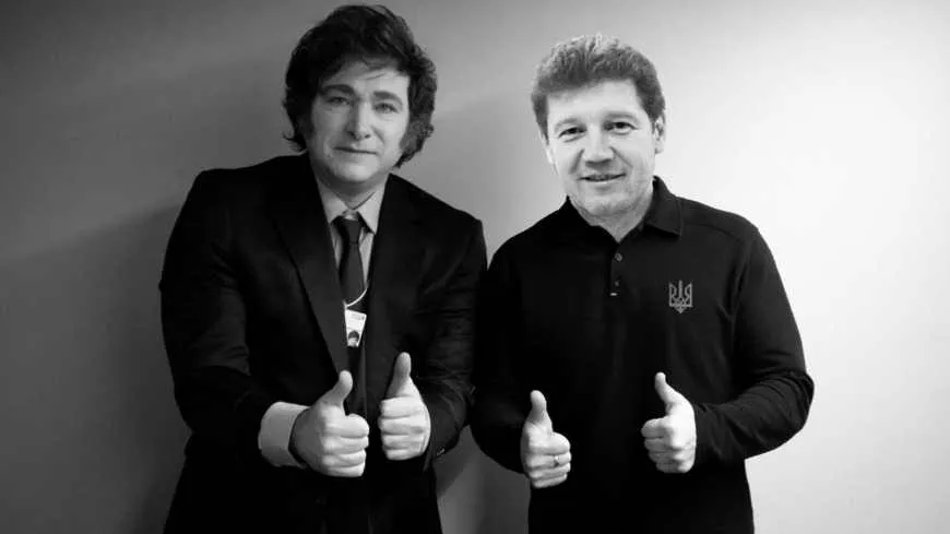 milei melella blanco y negro