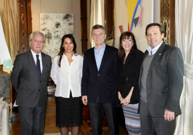 Pinedo, Crexell, Macri, Bertol y Torello este martes en la Casa Rosada.